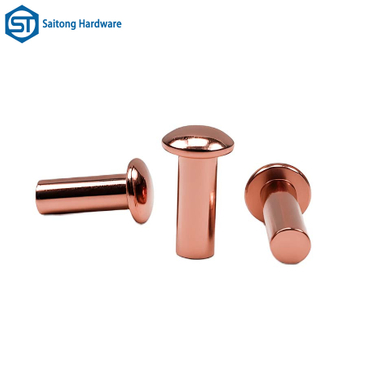 Chinese Fastener Manufacturer's Round Headed Solid Red Copper Rivets Can Be Customized for Use in Electrical Appliances, Switches, Etc