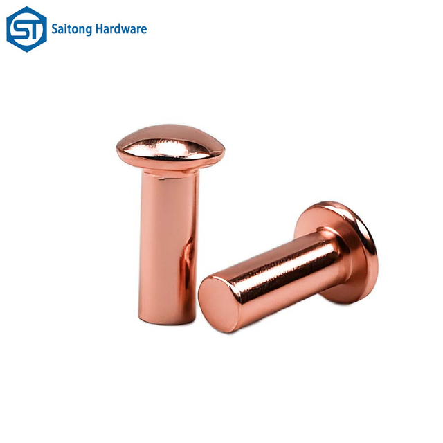 Chinese Fastener Manufacturer's Round Headed Solid Red Copper Rivets Can Be Customized for Use in Electrical Appliances, Switches, Etc