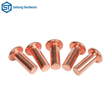 Chinese Fastener Manufacturer's Round Headed Solid Red Copper Rivets Can Be Customized for Use in Electrical Appliances, Switches, Etc