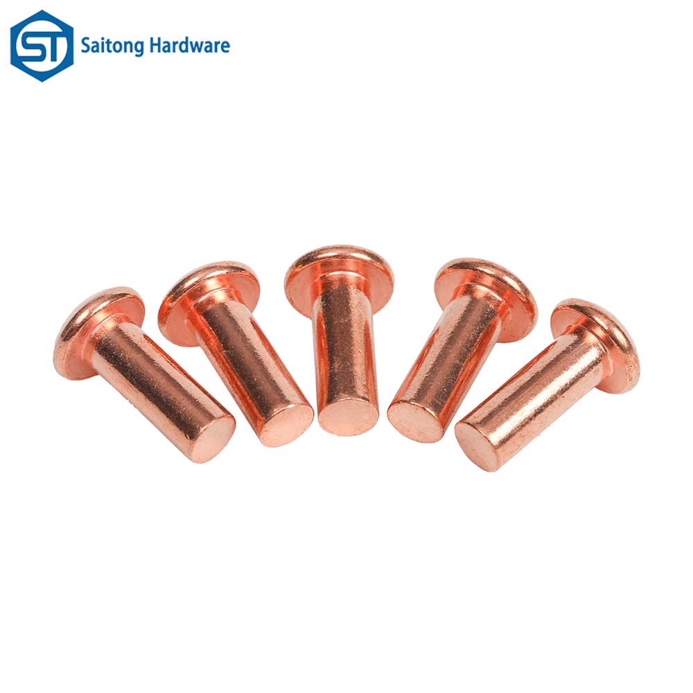 Chinese Fastener Manufacturer's Round Headed Solid Red Copper Rivets Can Be Customized for Use in Electrical Appliances, Switches, Etc