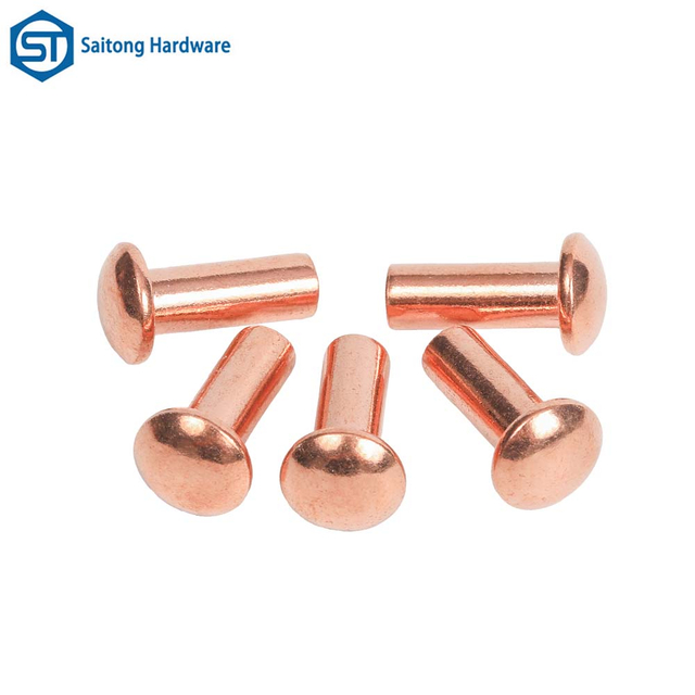 Chinese Fastener Manufacturer's Round Headed Solid Red Copper Rivets Can Be Customized for Use in Electrical Appliances, Switches, Etc
